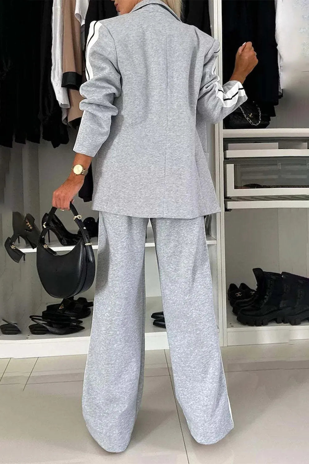 Modern Finesse Arden Contrast Lapel Collar Top and Pants Set