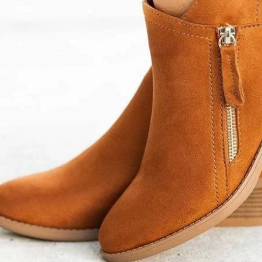 Modern Finesse City Block Round-Toe Low-Heel Boots