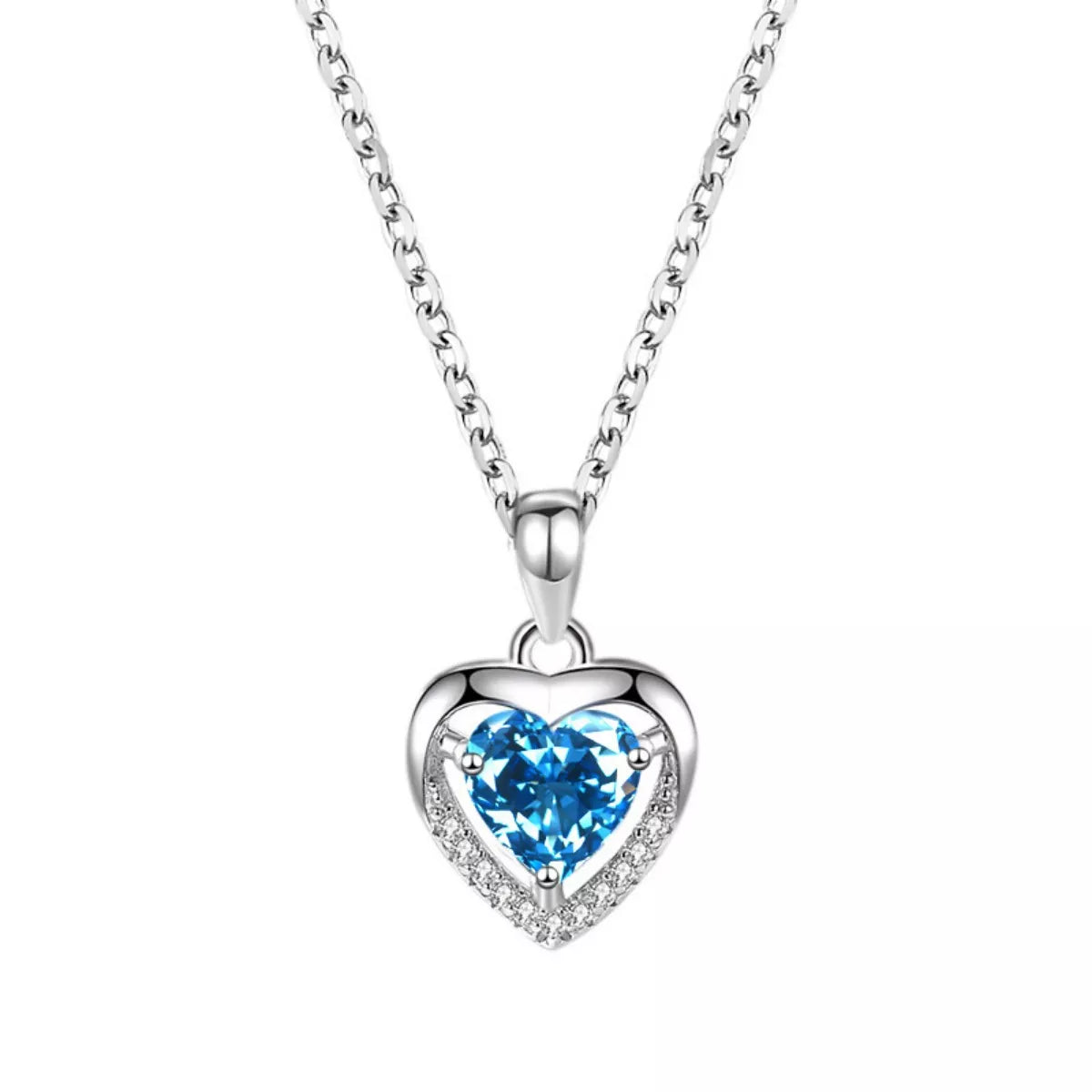 HOF Celine 925 Sterling Silver Zircon Heart Necklace