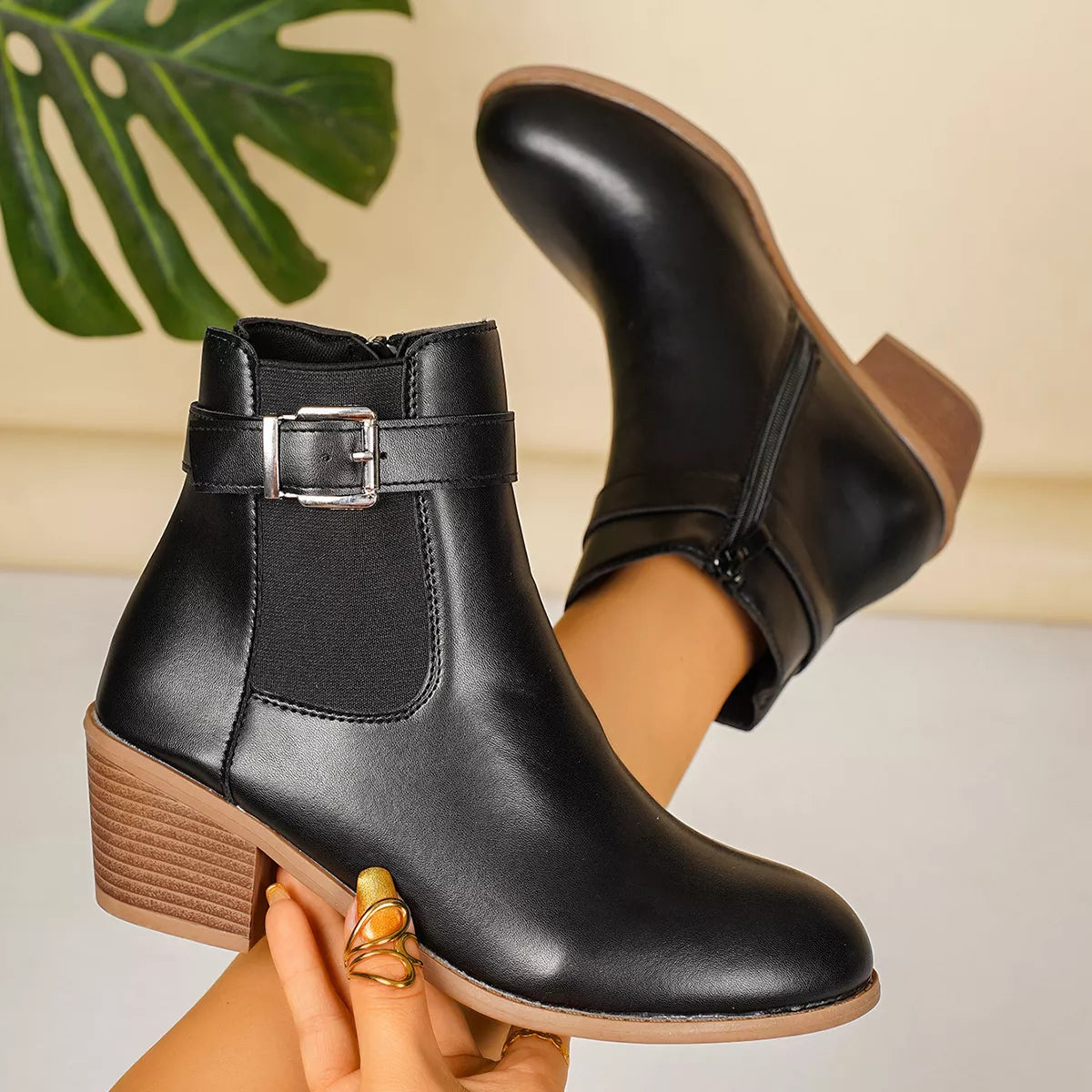 Modern Finesse Sharp Step Point-Toe Block-Heel Boots