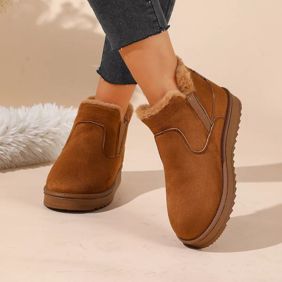 Modern Finesse Winter Walk Plush-Lined Suede Ankle Boots