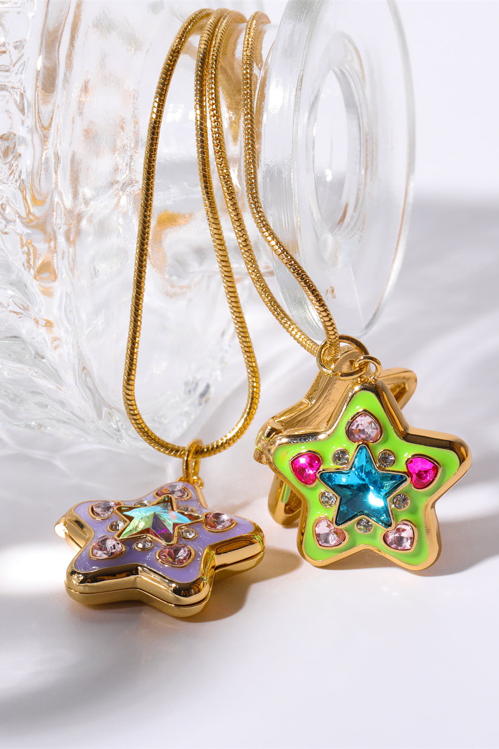 HOF Solace Rhinestone Decor Star Box Pendant Necklace