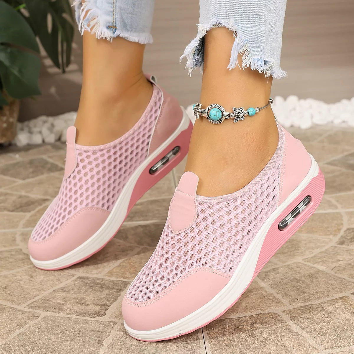 Modern Finesse Sienna Breathable Mesh Wedge Slip-Ons