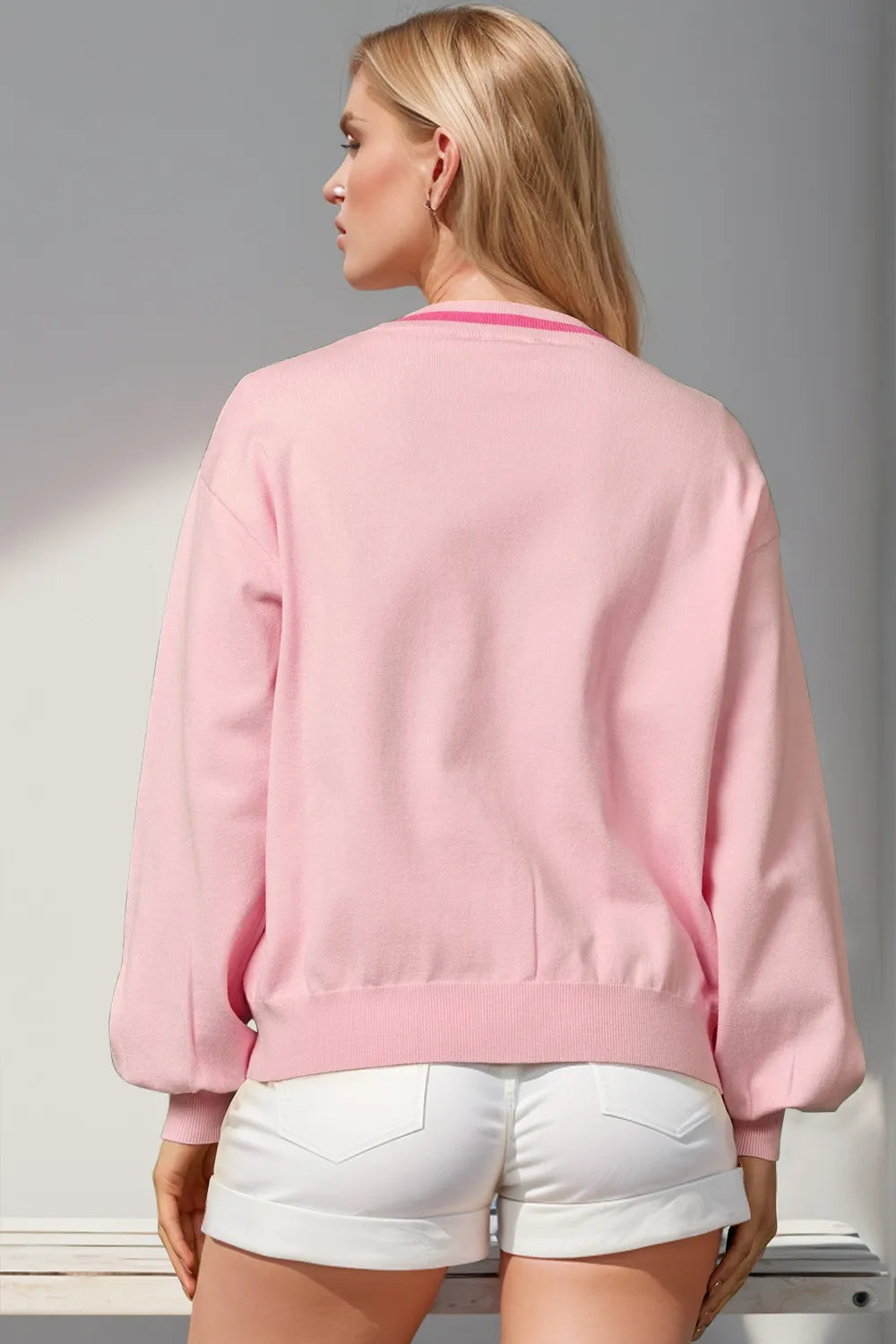Modern Finesse Nutcracker Sequin Bow Cardigan by Double Take