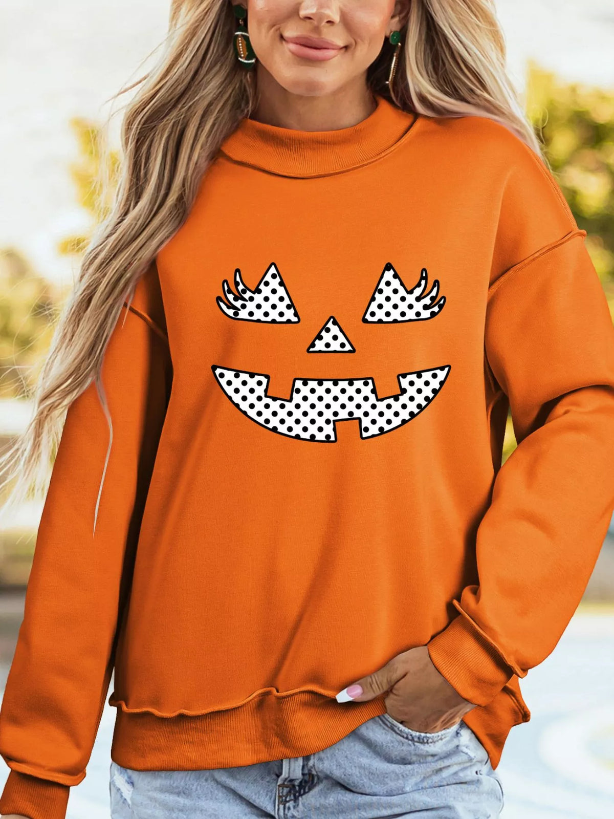 Modern Finesse Pumpkin Dot Oversized Sweatshirt product image