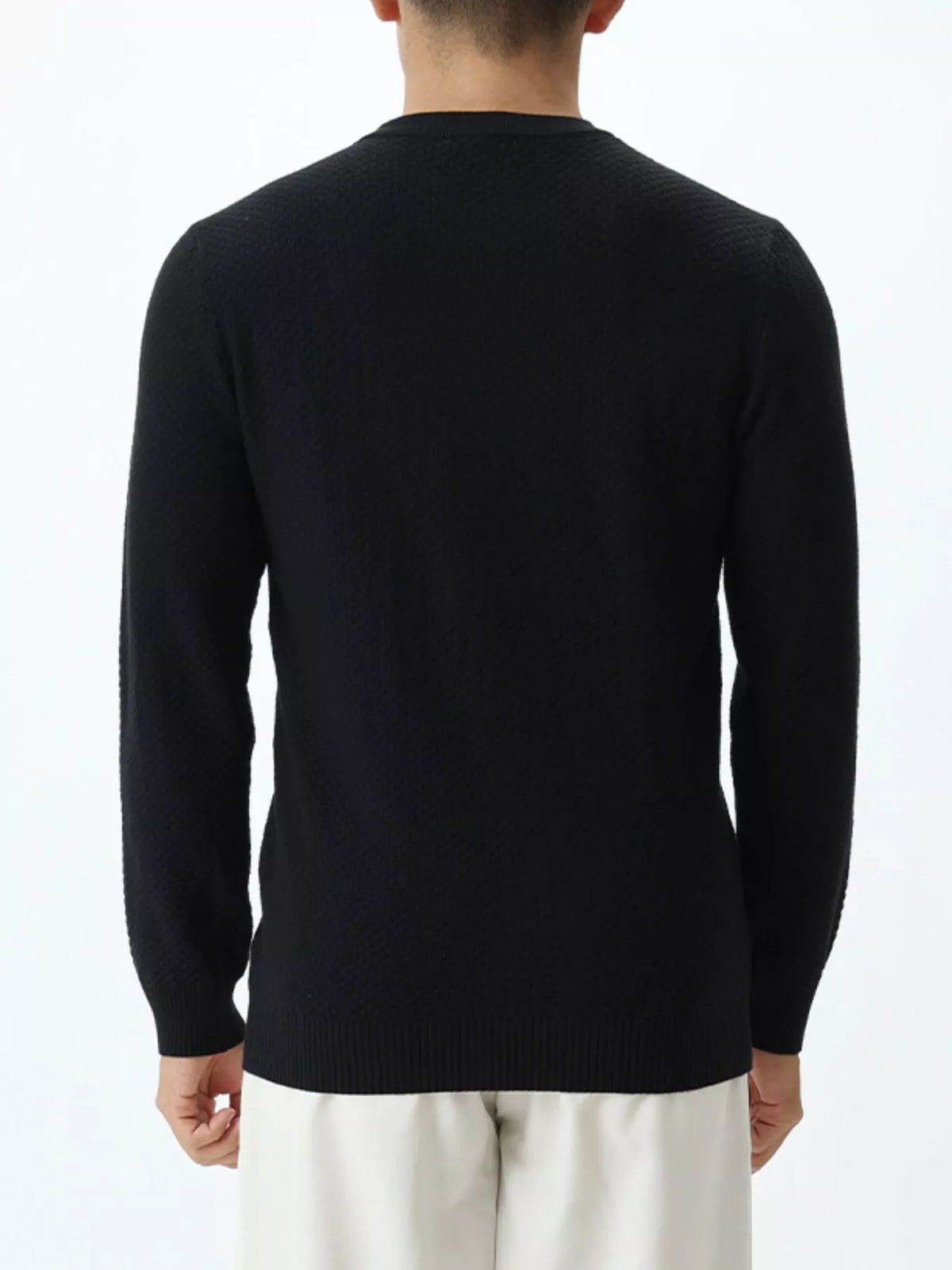 Modern Finesse Atlas Men's Textured Crew Neck Sweater — Extended Sizes