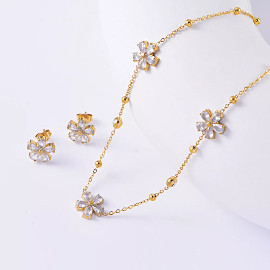 HOF Marlowe 18K Gold-Plated Flower Jewelry Set