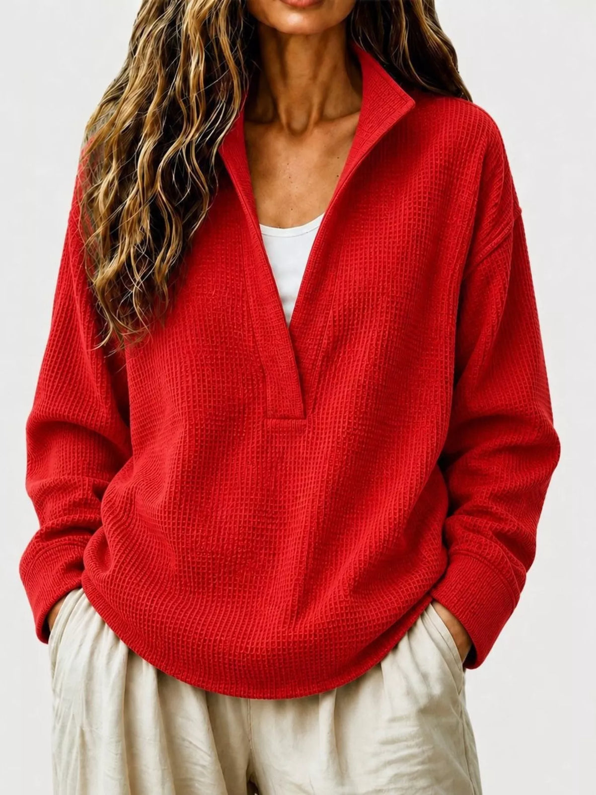Modern Finesse Slow Sunday Waffle Sweatshirt