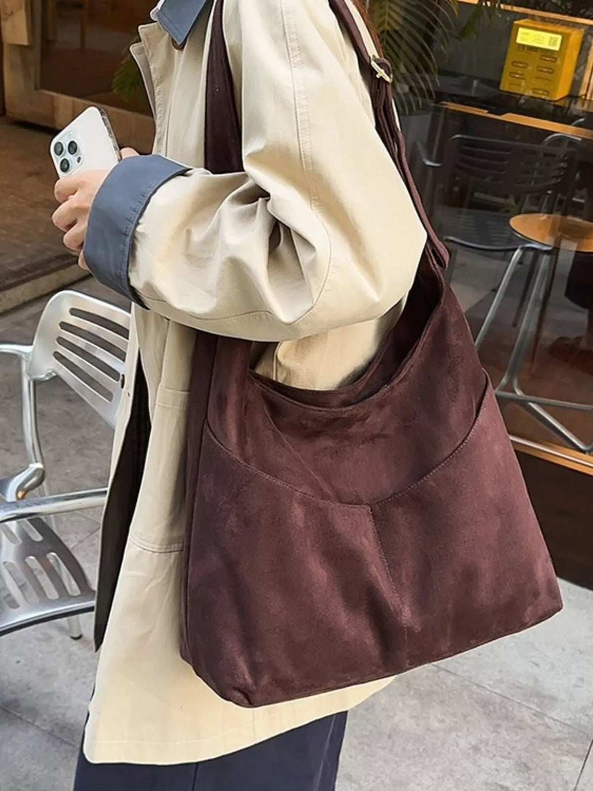 Modern Finesse Earthline Suede Shoulder Bag