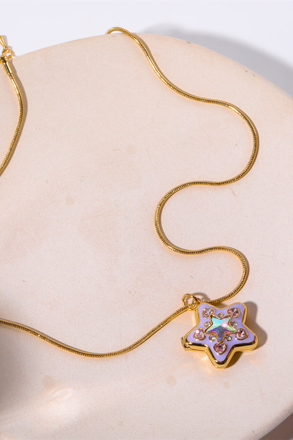 HOF Solace Rhinestone Decor Star Box Pendant Necklace