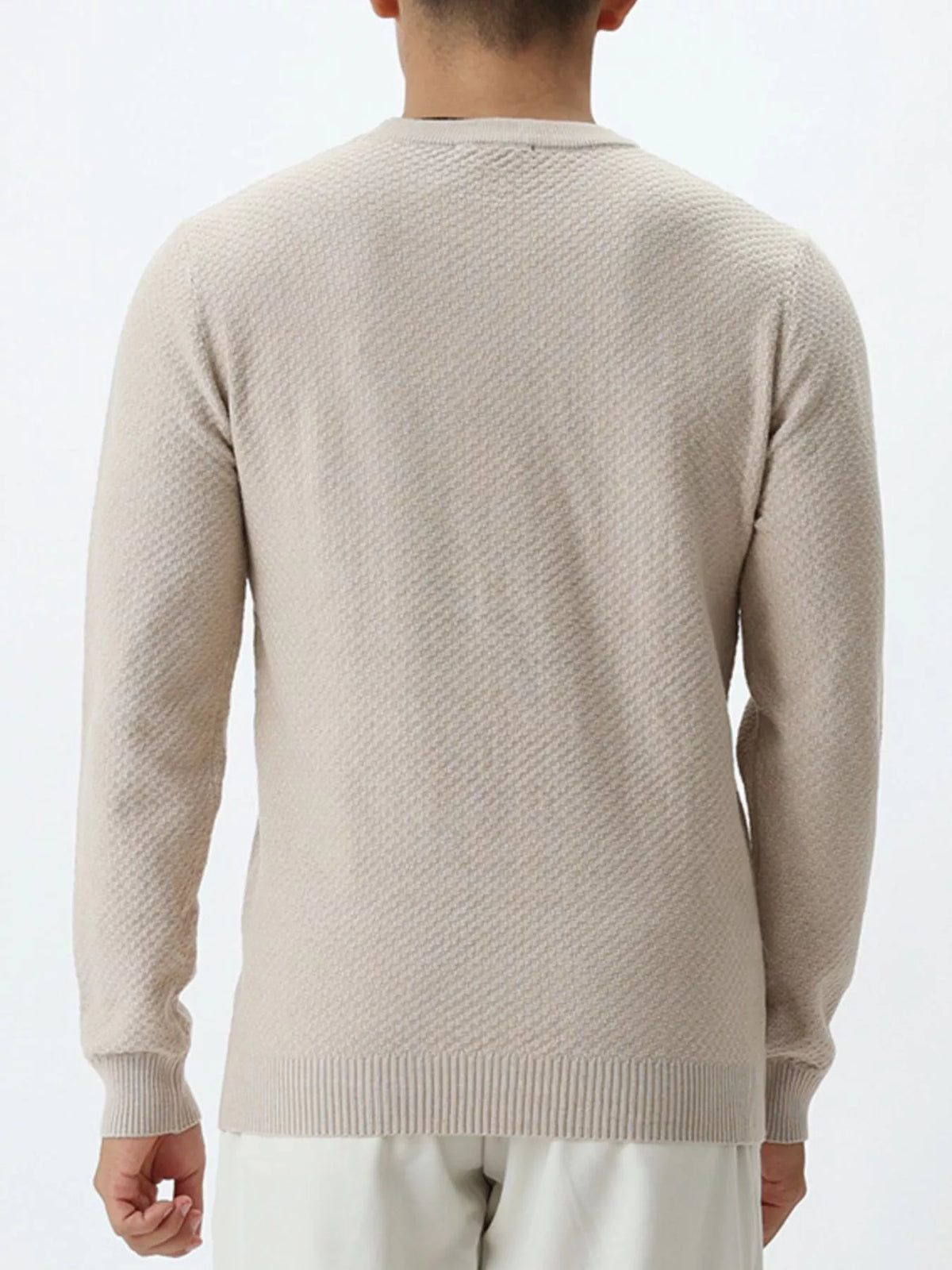Modern Finesse Atlas Men's Textured Crew Neck Sweater — Extended Sizes