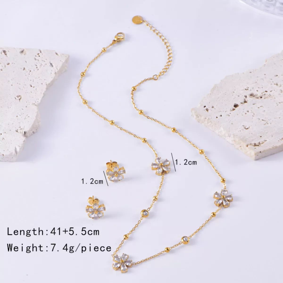 HOF Marlowe 18K Gold-Plated Flower Jewelry Set