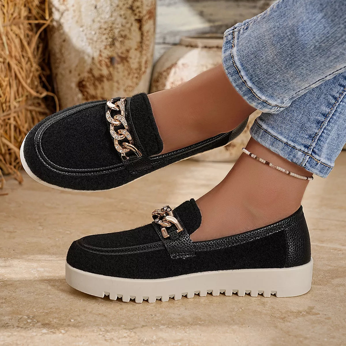 Modern Finesse Platform Line Round-Toe Slip-Ons