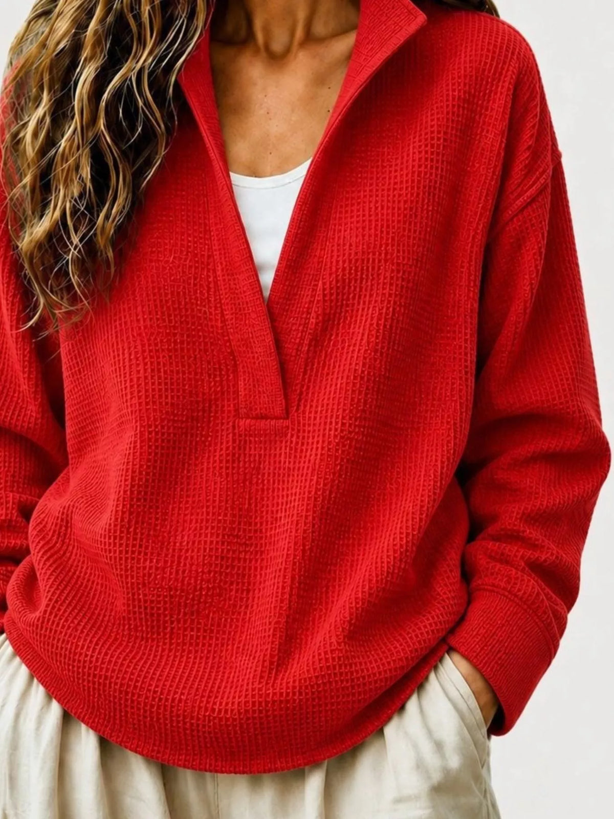Modern Finesse Slow Sunday Waffle Sweatshirt
