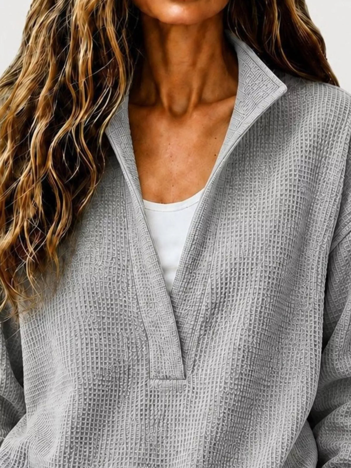 Modern Finesse Slow Sunday Waffle Sweatshirt