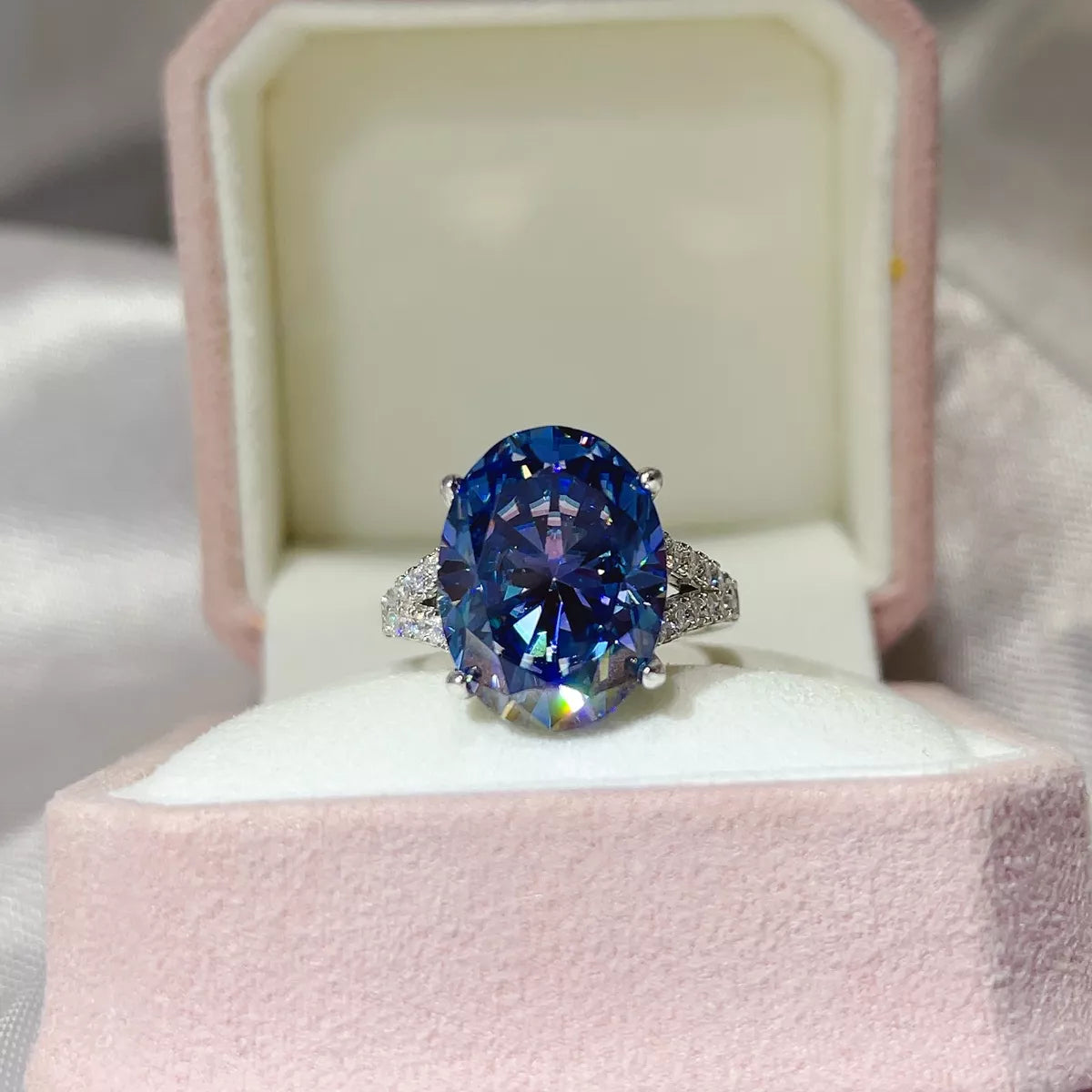 House Of Finesse Imperial Blue 10 Carat Moissanite Ring