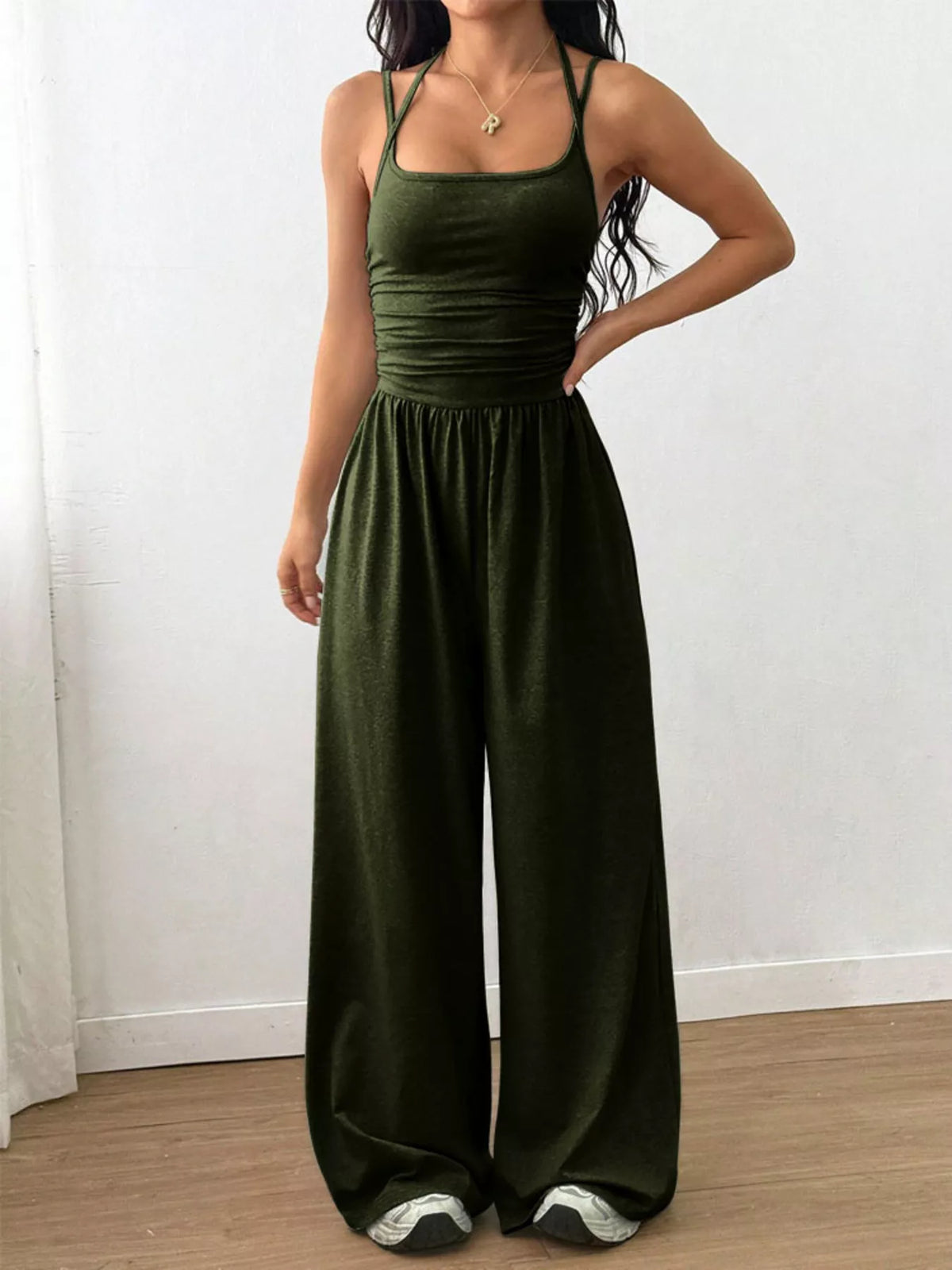 Modern Finesse Brielle Spaghetti Strap Wide-Leg Jumpsuit