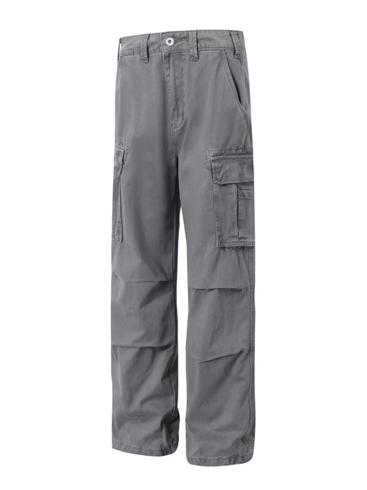 Modern Finesse Ridge Men's Vintage Washed Loose-Fit Multi-Pocket Cargo Pants