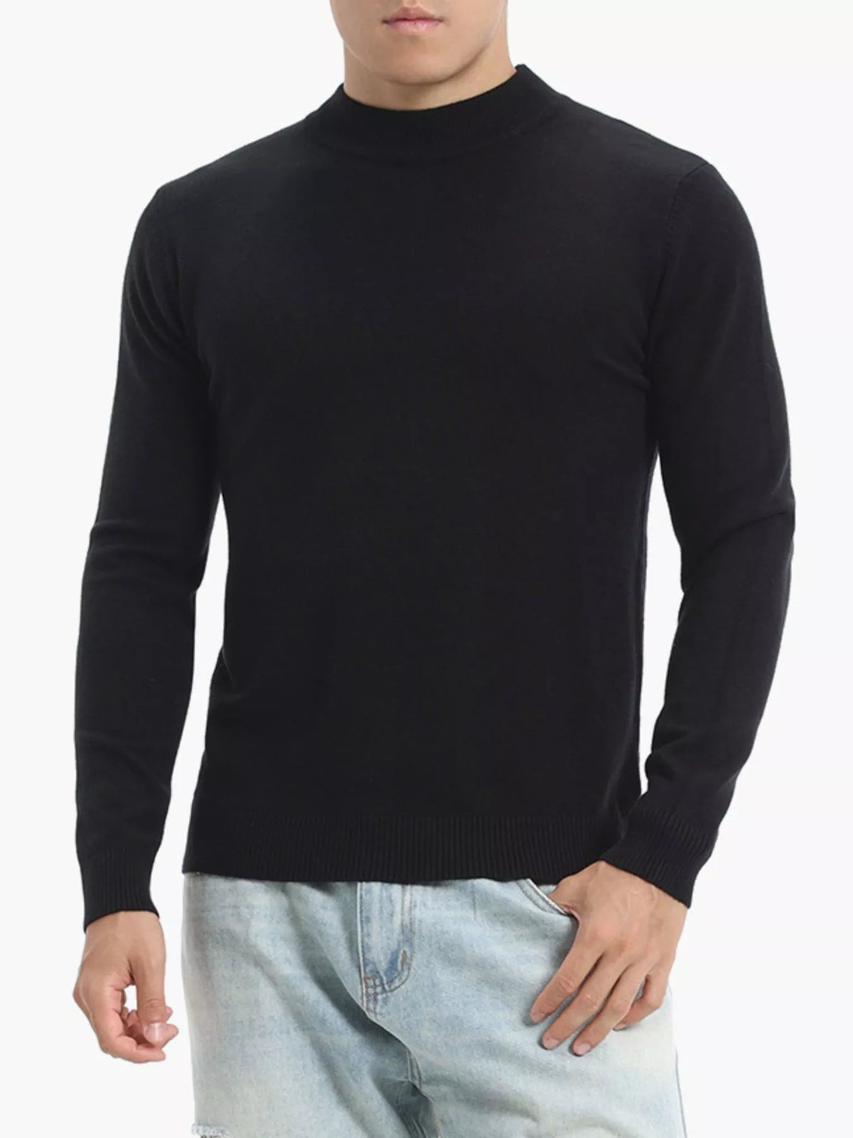 Modern Finesse Quiet Structure Mock-Neck Knit Top - Men's Plus Size