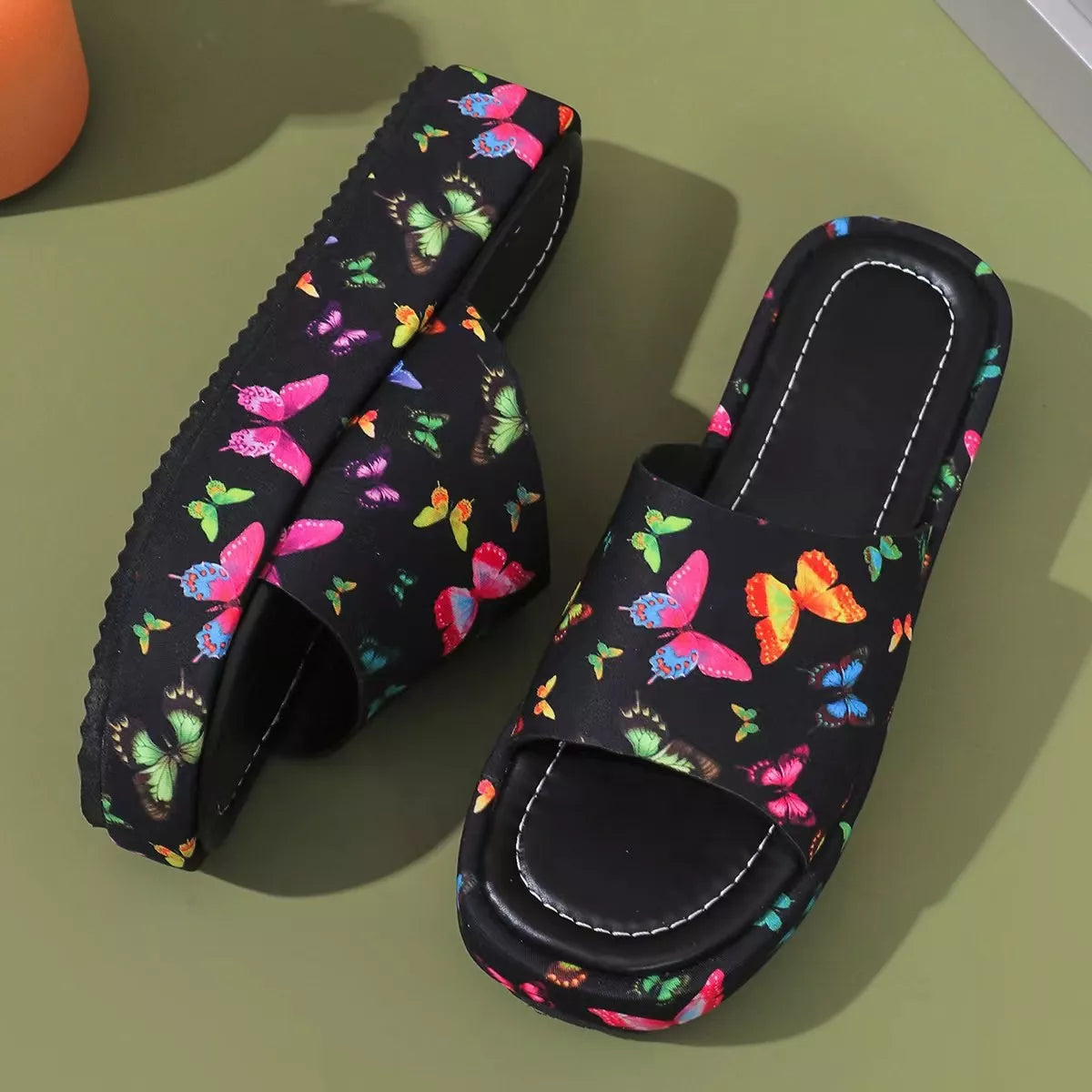 Modern Finesse Solace Butterfly Print Platform Sandals