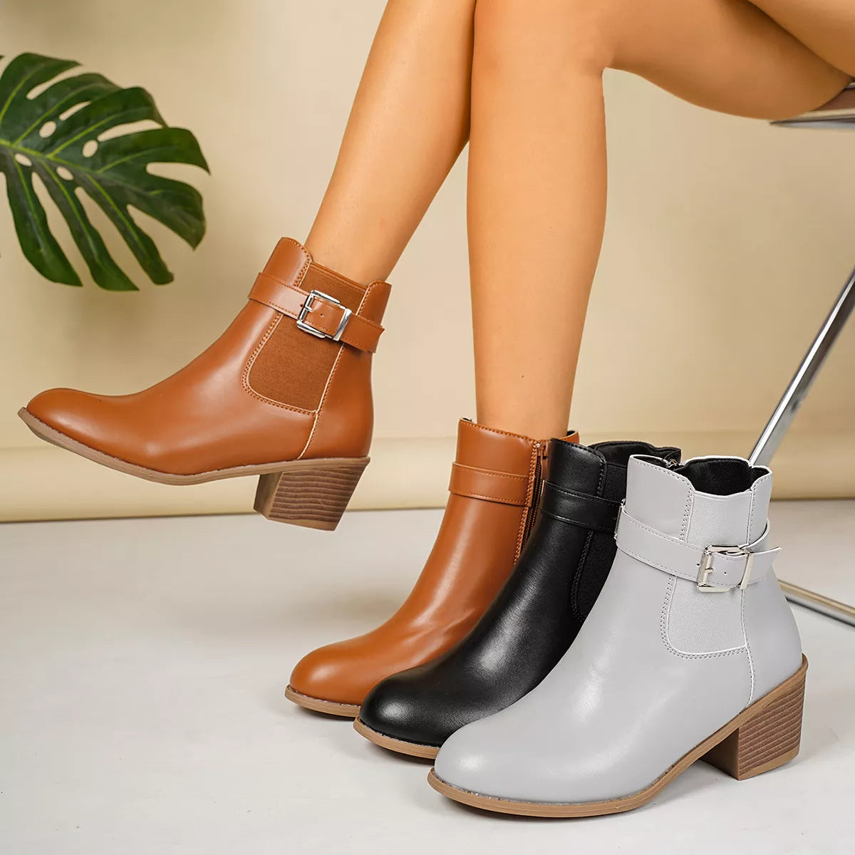 Modern Finesse Sharp Step Point-Toe Block-Heel Boots