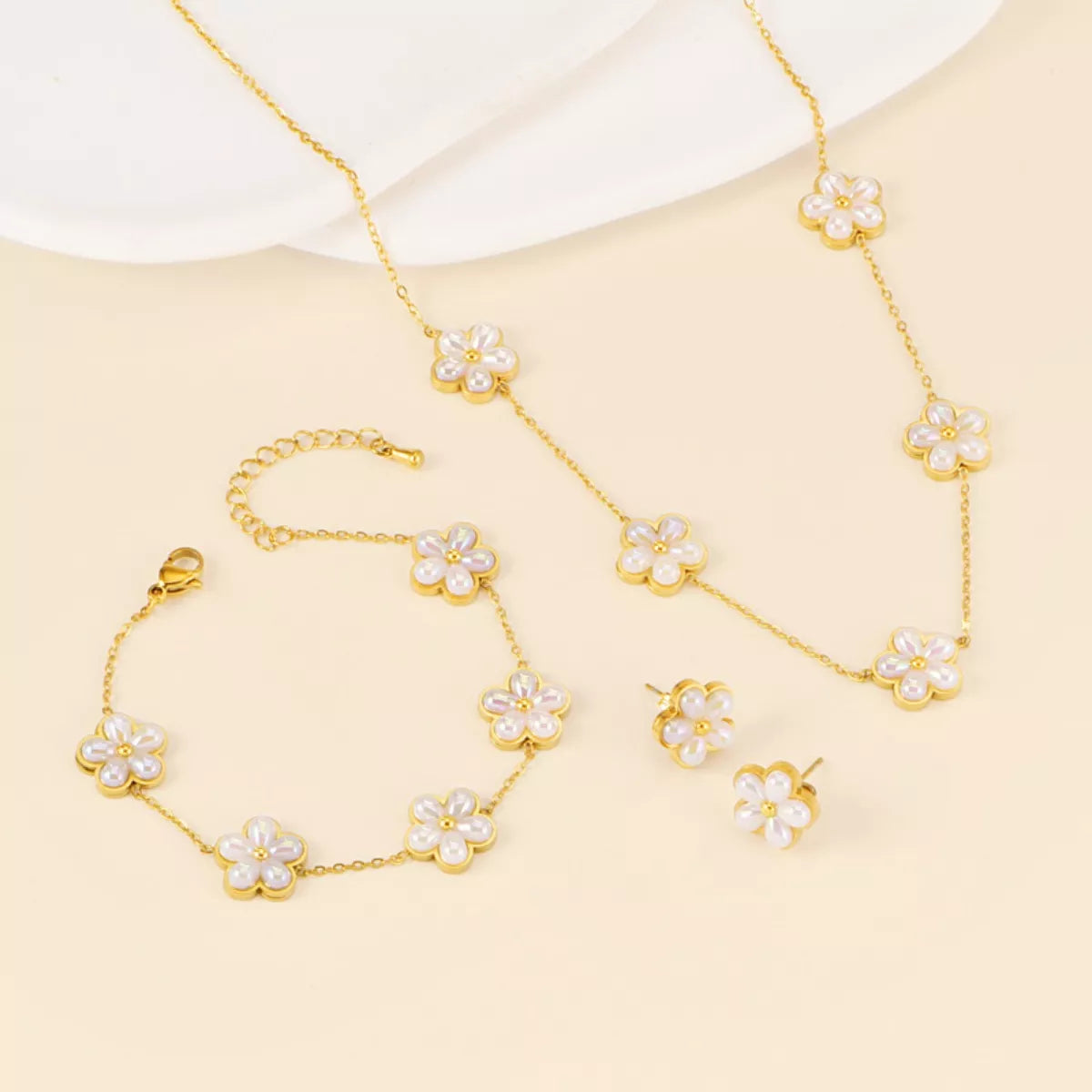 HOF Solace 18K Gold-Plated Flower Jewelry Set