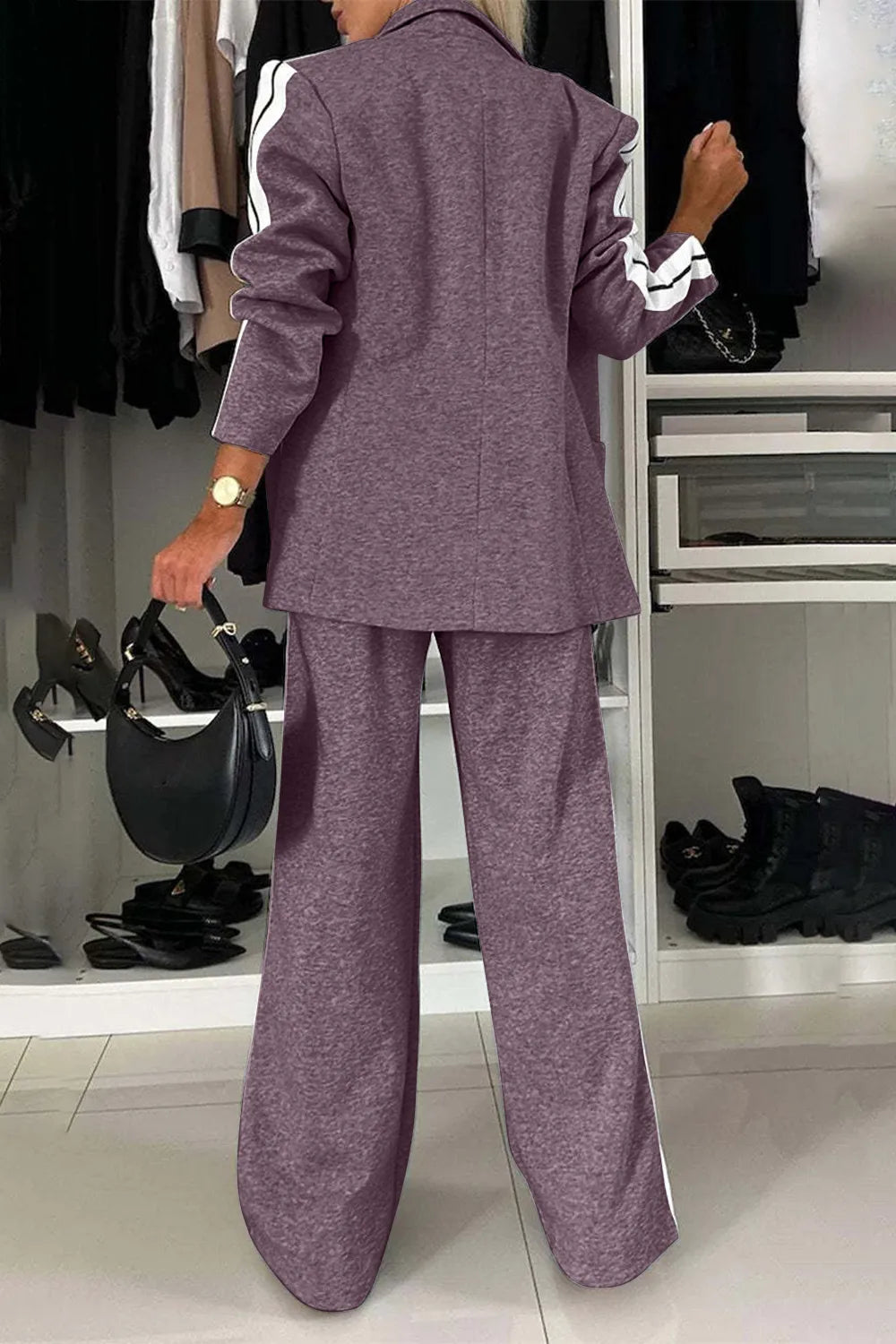 Modern Finesse Arden Contrast Lapel Collar Top and Pants Set