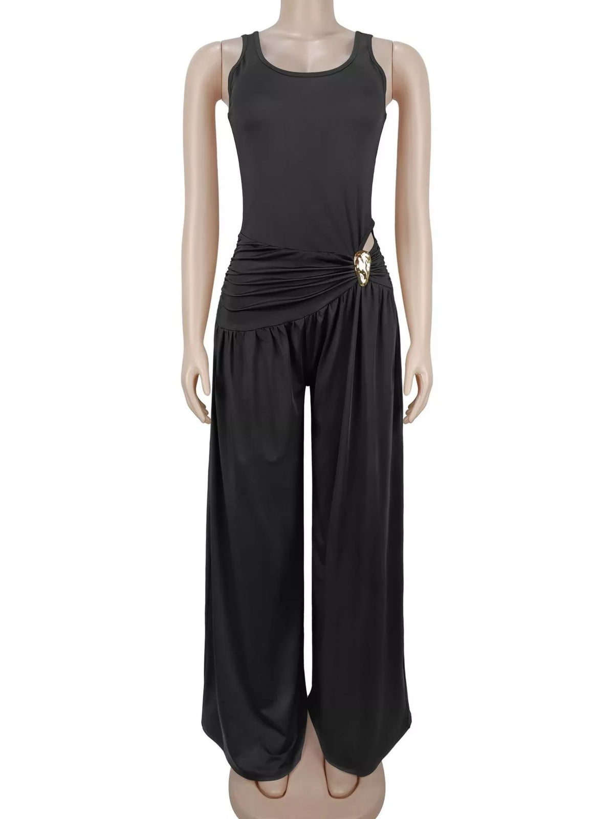 Modern Finesse Rowan Cutout Detail Sleeveless Wide-Leg Jumpsuit