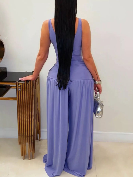 Modern Finesse Rowan Cutout Detail Sleeveless Wide-Leg Jumpsuit