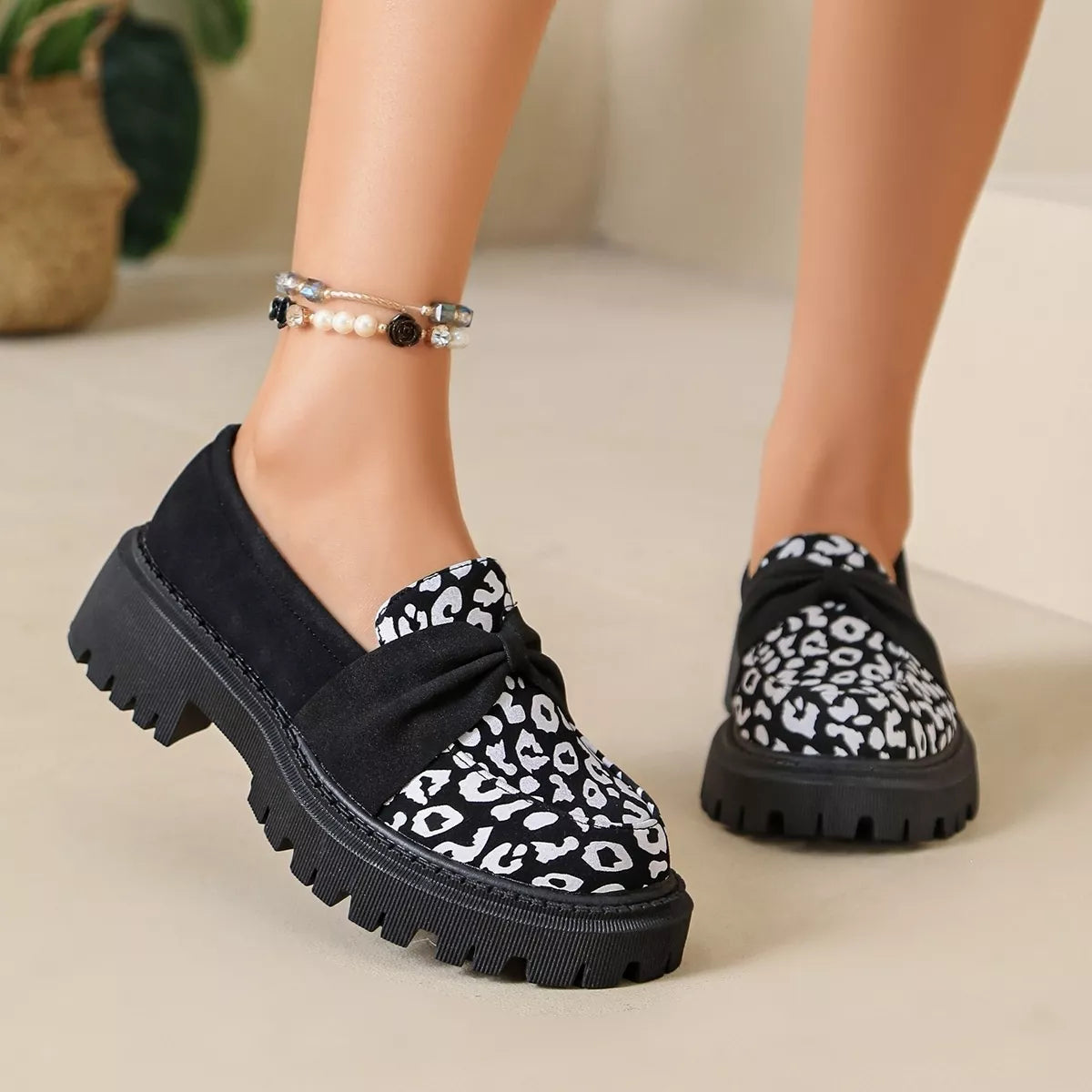 Modern Finesse Celine Leopard Round-Toe Loafers