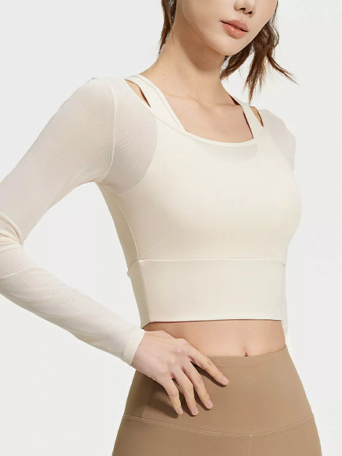 Modern Finesse Solace Long Sleeve Active T-Shirt with Built-in Bra