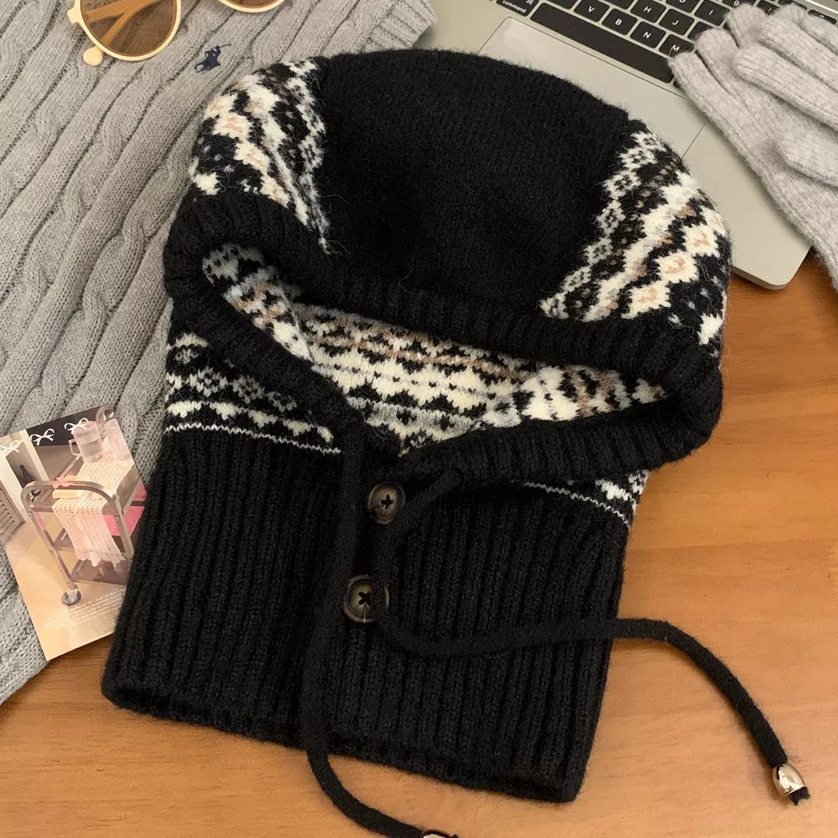 Modern Finesse Arden Drawstring Knitted Hat
