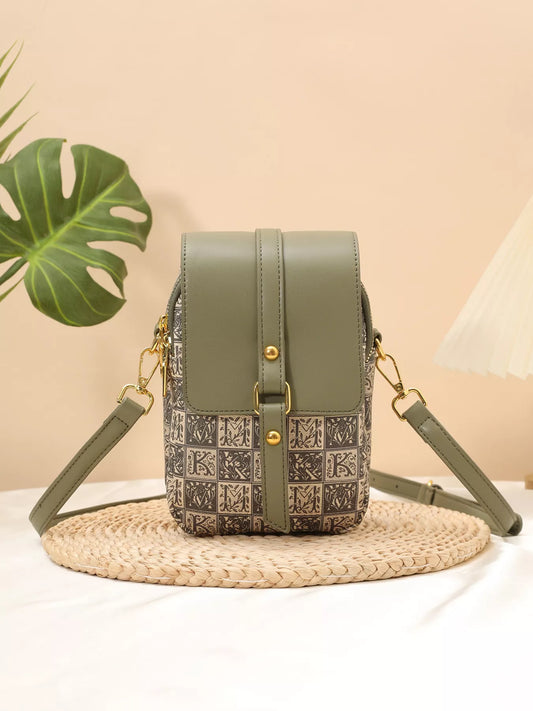 Modern Finesse Matcha Print PU Leather Crossbody Bag