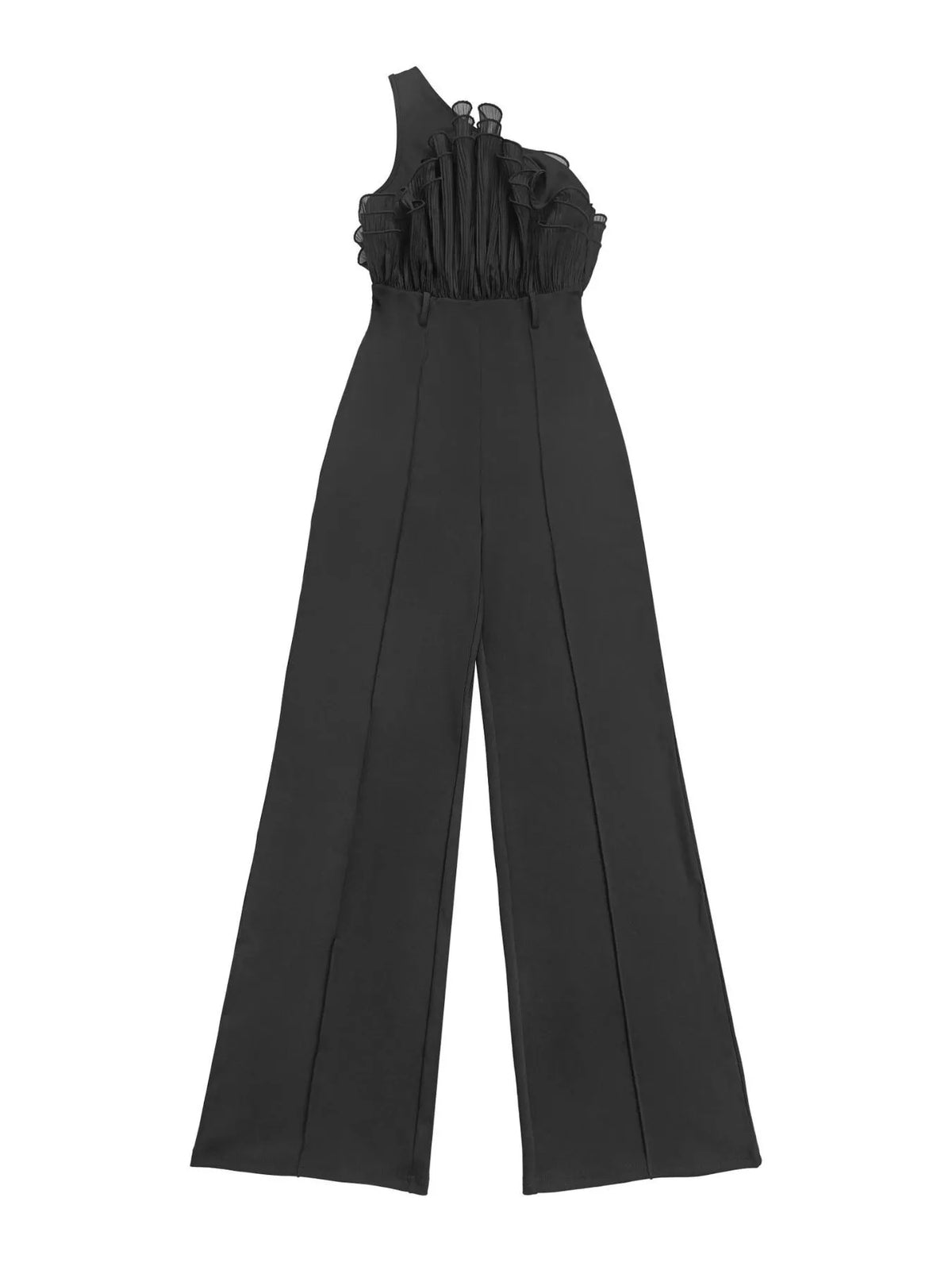 Modern Finesse Flora One-Shoulder Ruffled Wide-Leg Jumpsuit