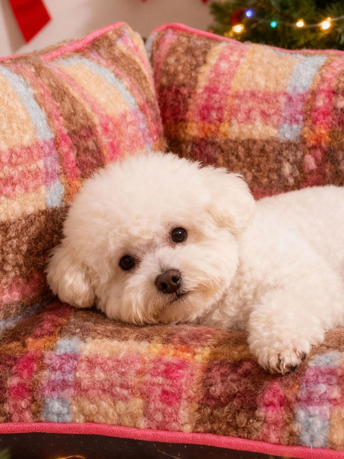 HOF Arden Plaid Pattern Plush Sofa Pet Bed