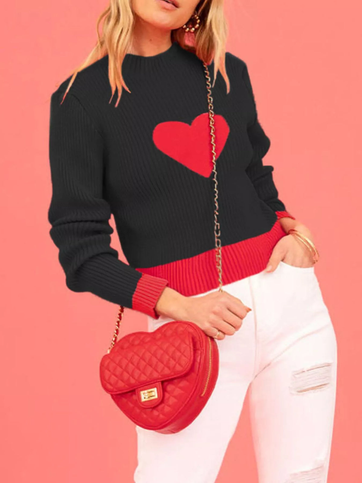Modern Finesse Heartline Ribbed Sweater product image