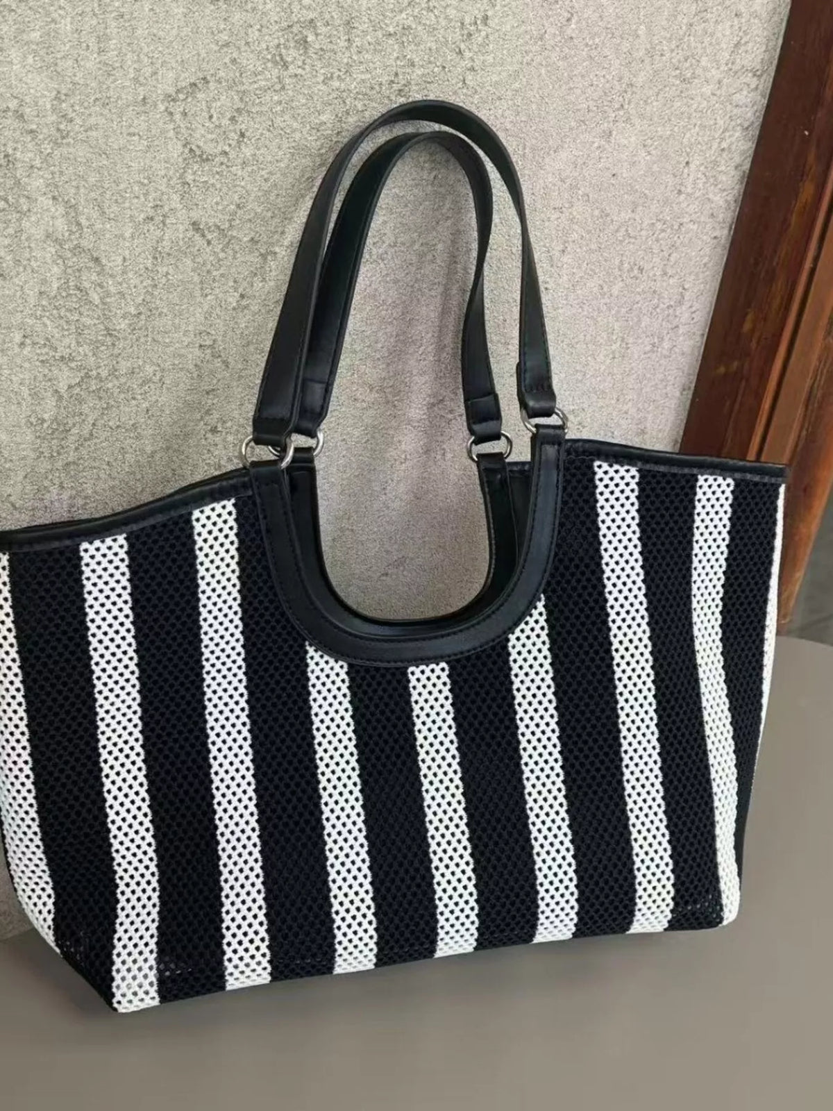 Modern Finesse Marlowe Contrast Striped Tote Bag
