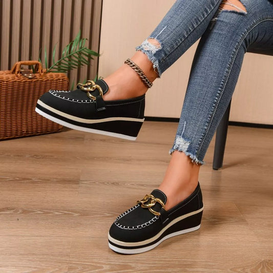 Modern Finesse Marlowe Round-Toe Wedge Slip-Ons