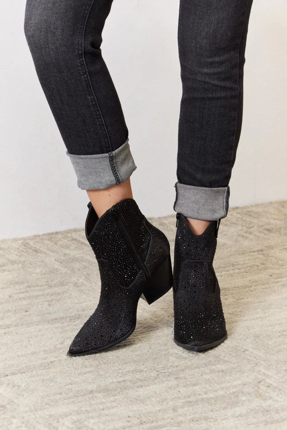 East Lion Corp Liora Rhinestone Ankle Cowboy Boots