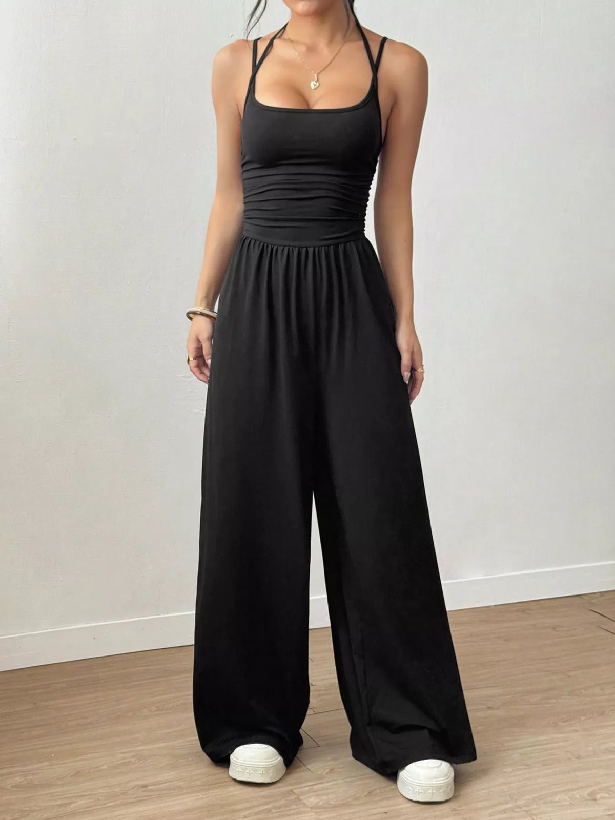 Modern Finesse Brielle Spaghetti Strap Wide-Leg Jumpsuit