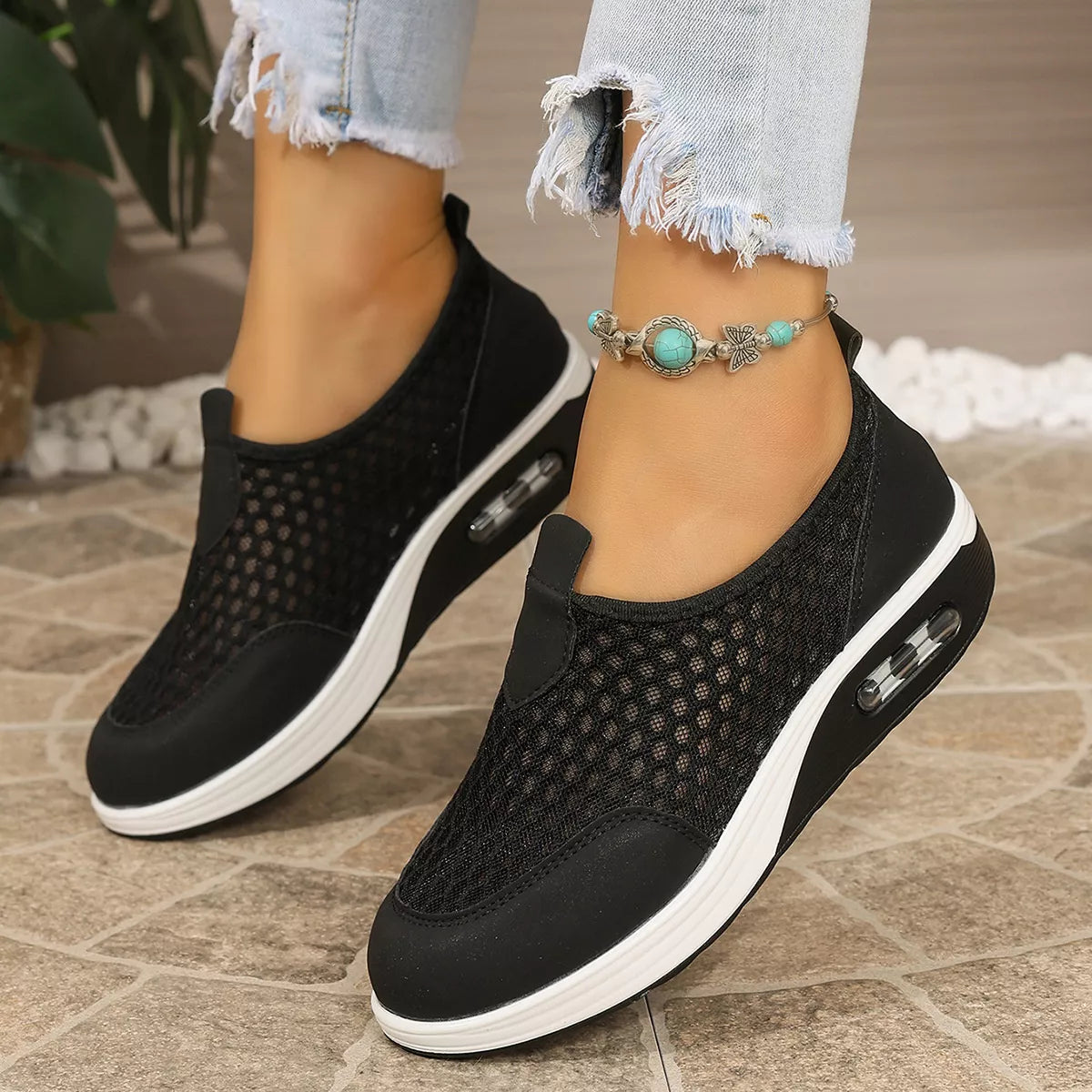 Modern Finesse Sienna Breathable Mesh Wedge Slip-Ons