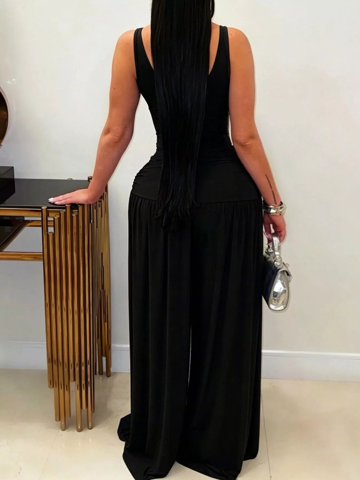 Modern Finesse Rowan Cutout Detail Sleeveless Wide-Leg Jumpsuit