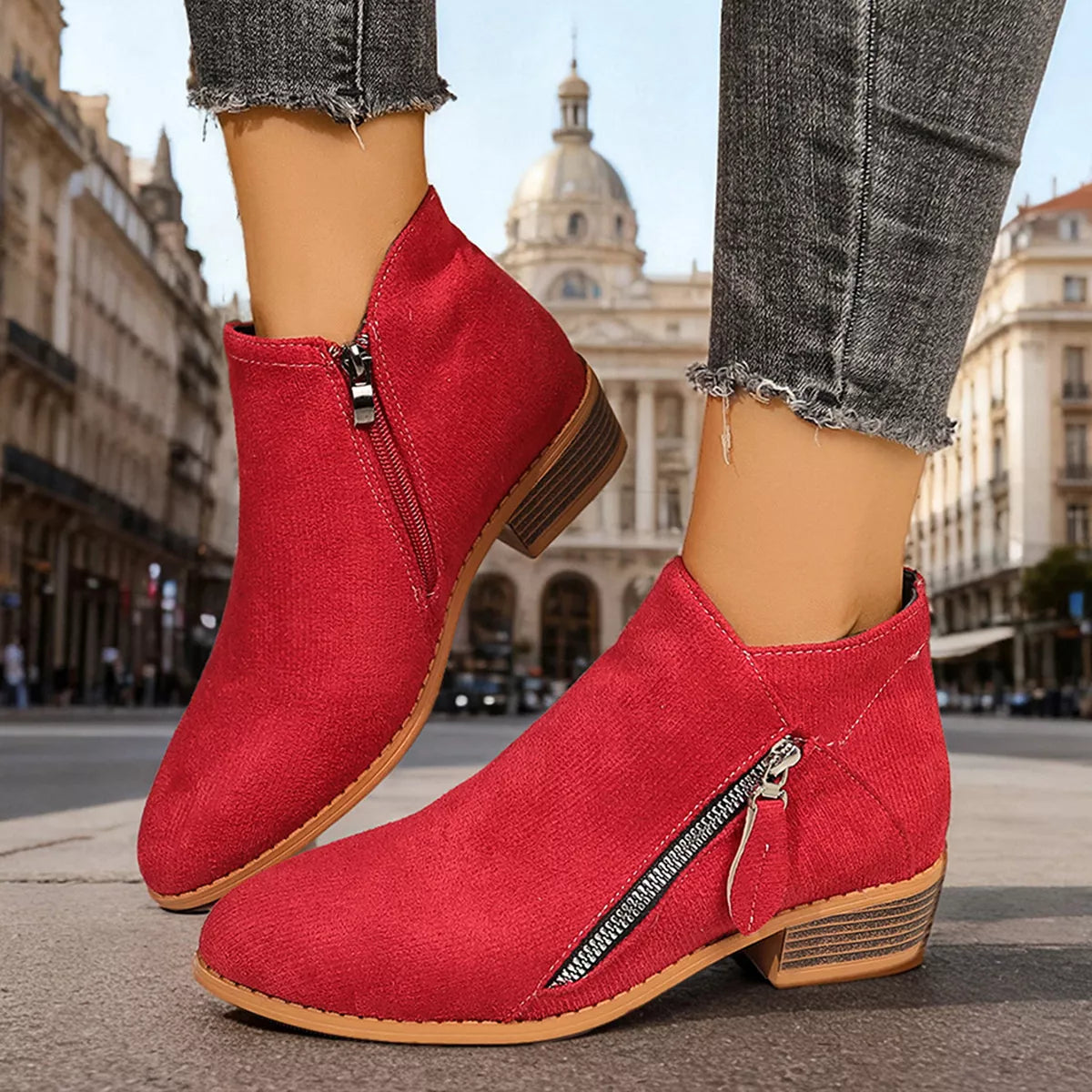 Modern Finesse Gallery Suede Point-Toe Low-Heel Boots - product view 4