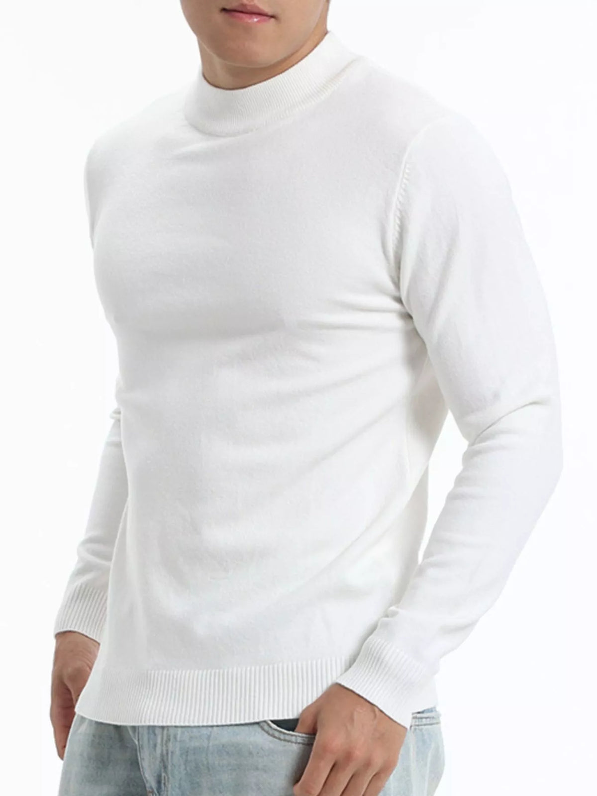 Modern Finesse Quiet Structure Mock-Neck Knit Top - Men's Plus Size