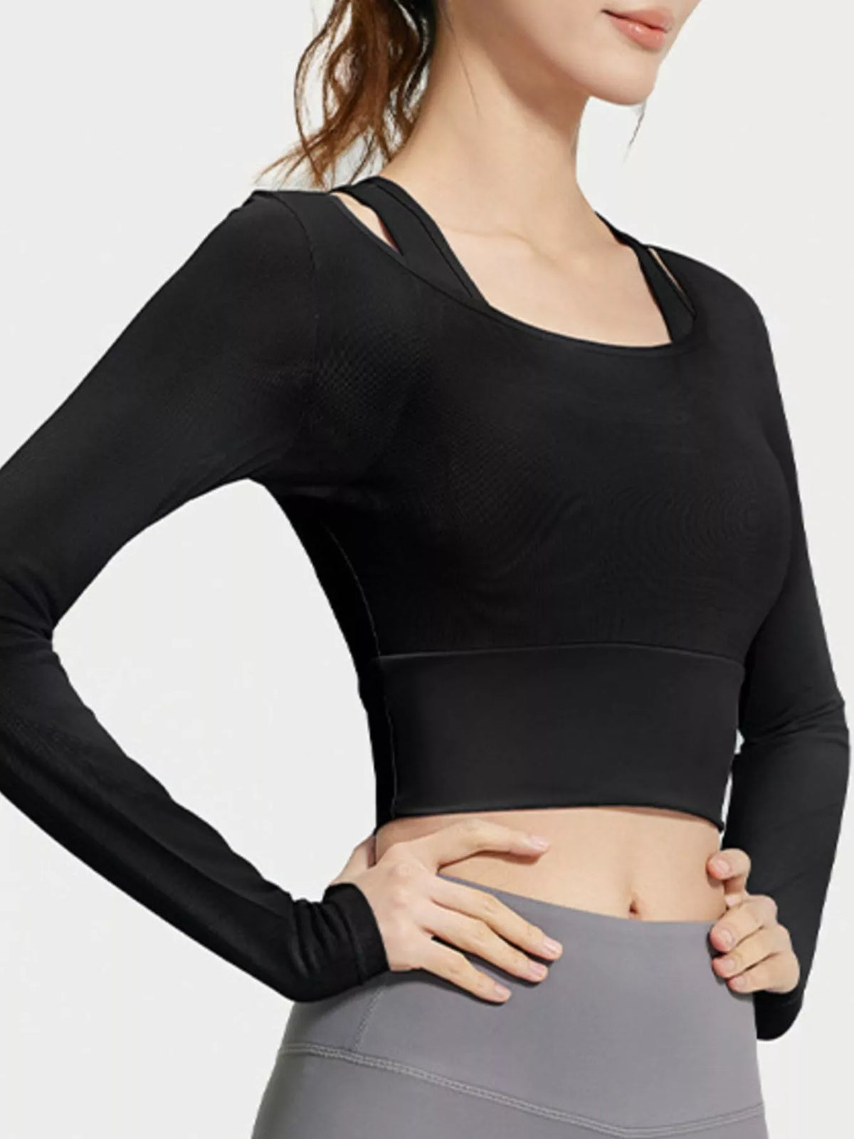 Modern Finesse Solace Long Sleeve Active T-Shirt with Built-in Bra