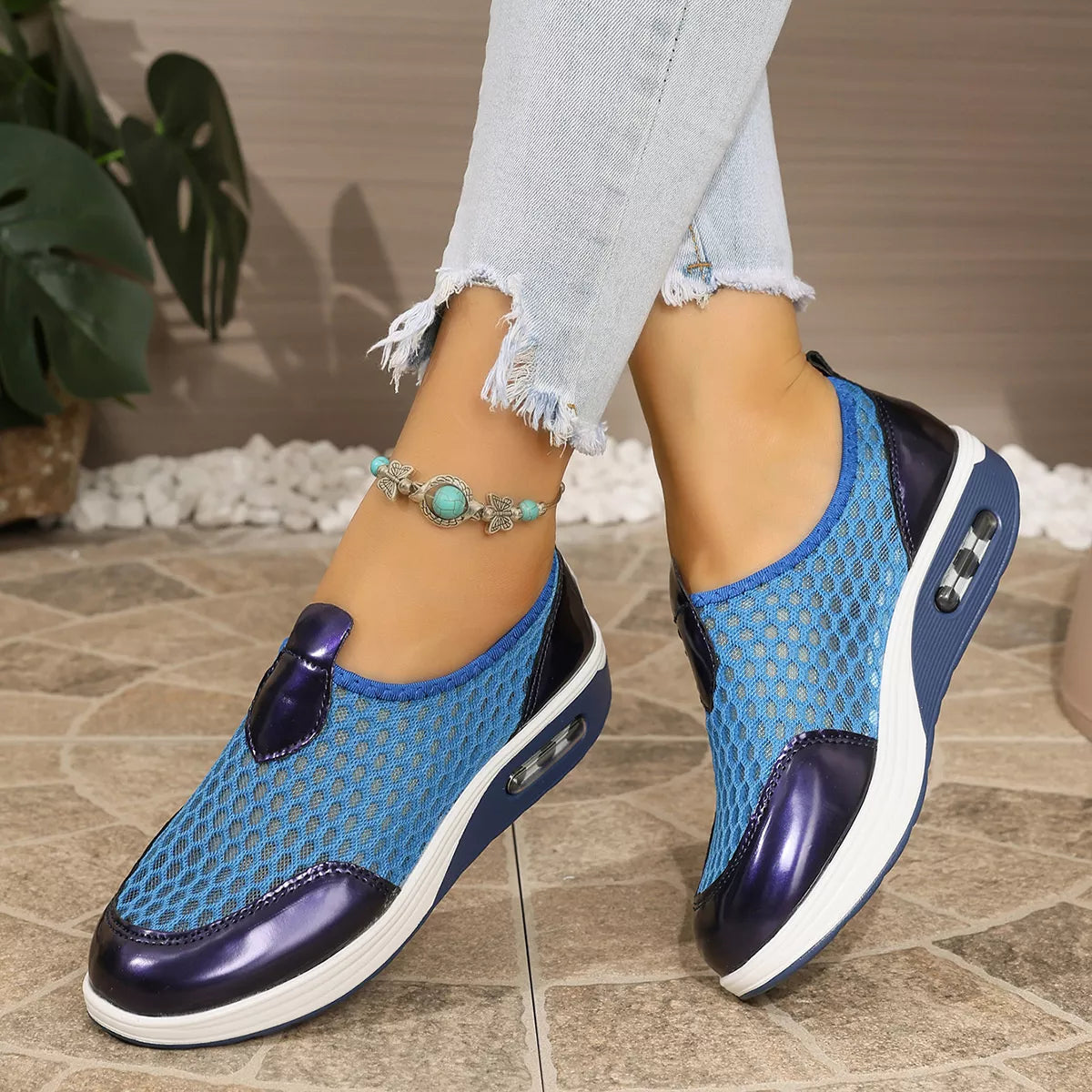 Modern Finesse Sienna Breathable Mesh Wedge Slip-Ons