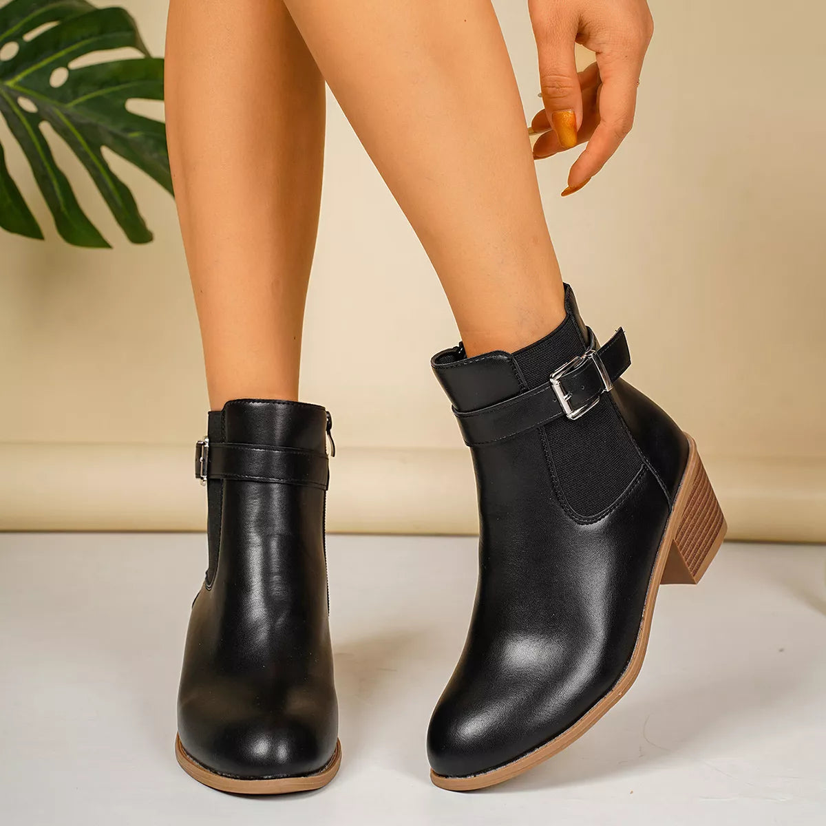 Modern Finesse Sharp Step Point-Toe Block-Heel Boots
