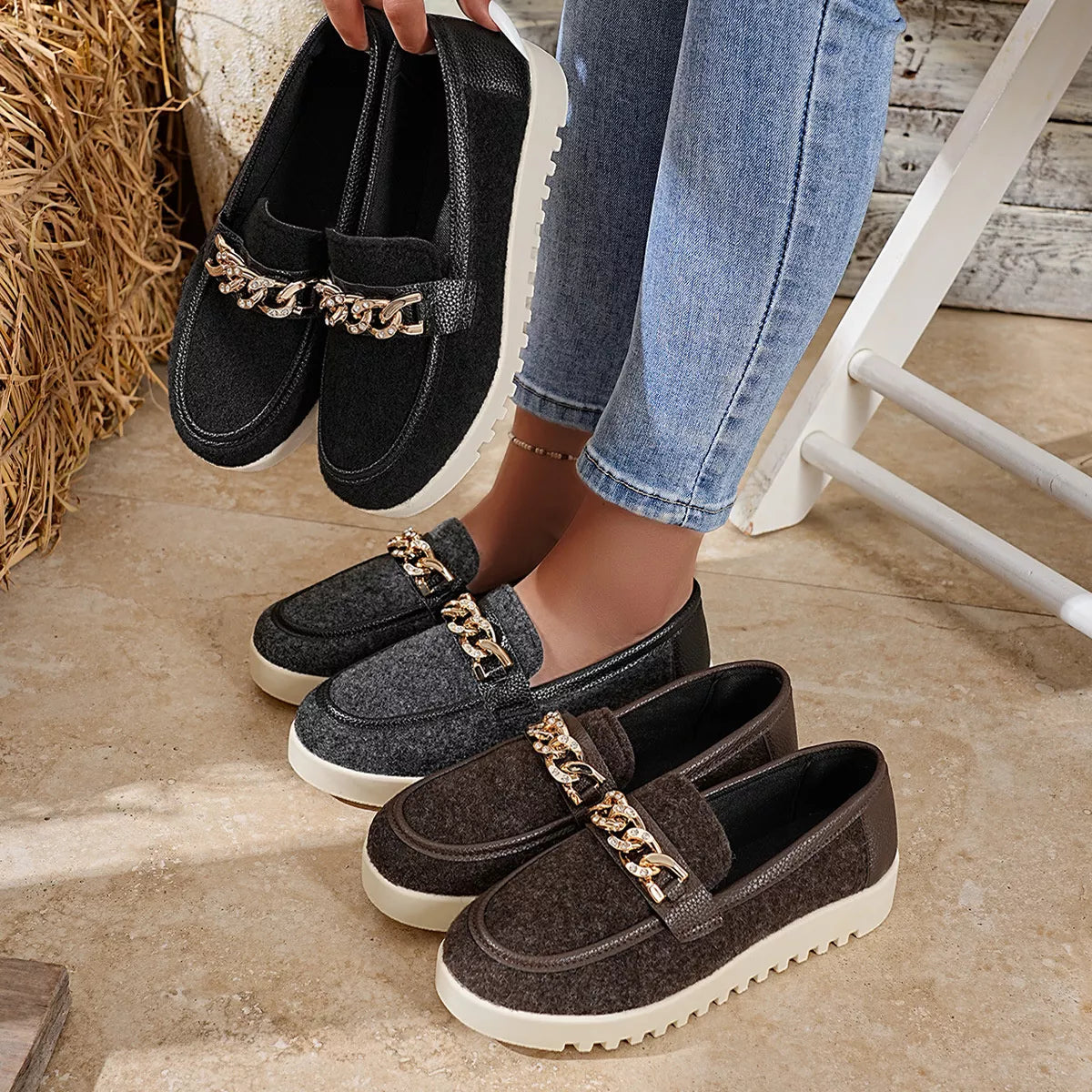 Modern Finesse Platform Line Round-Toe Slip-Ons