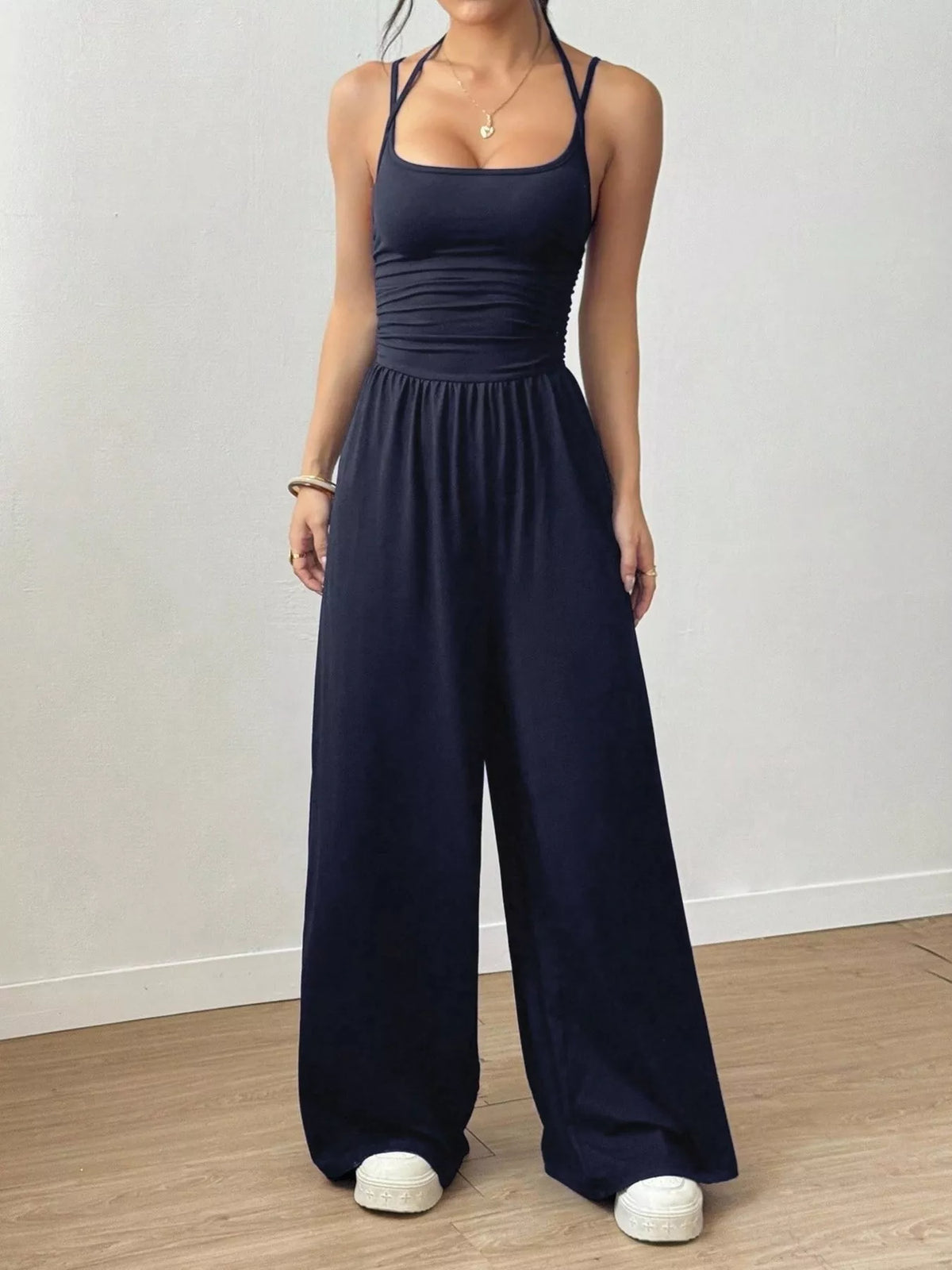 Modern Finesse Brielle Spaghetti Strap Wide-Leg Jumpsuit