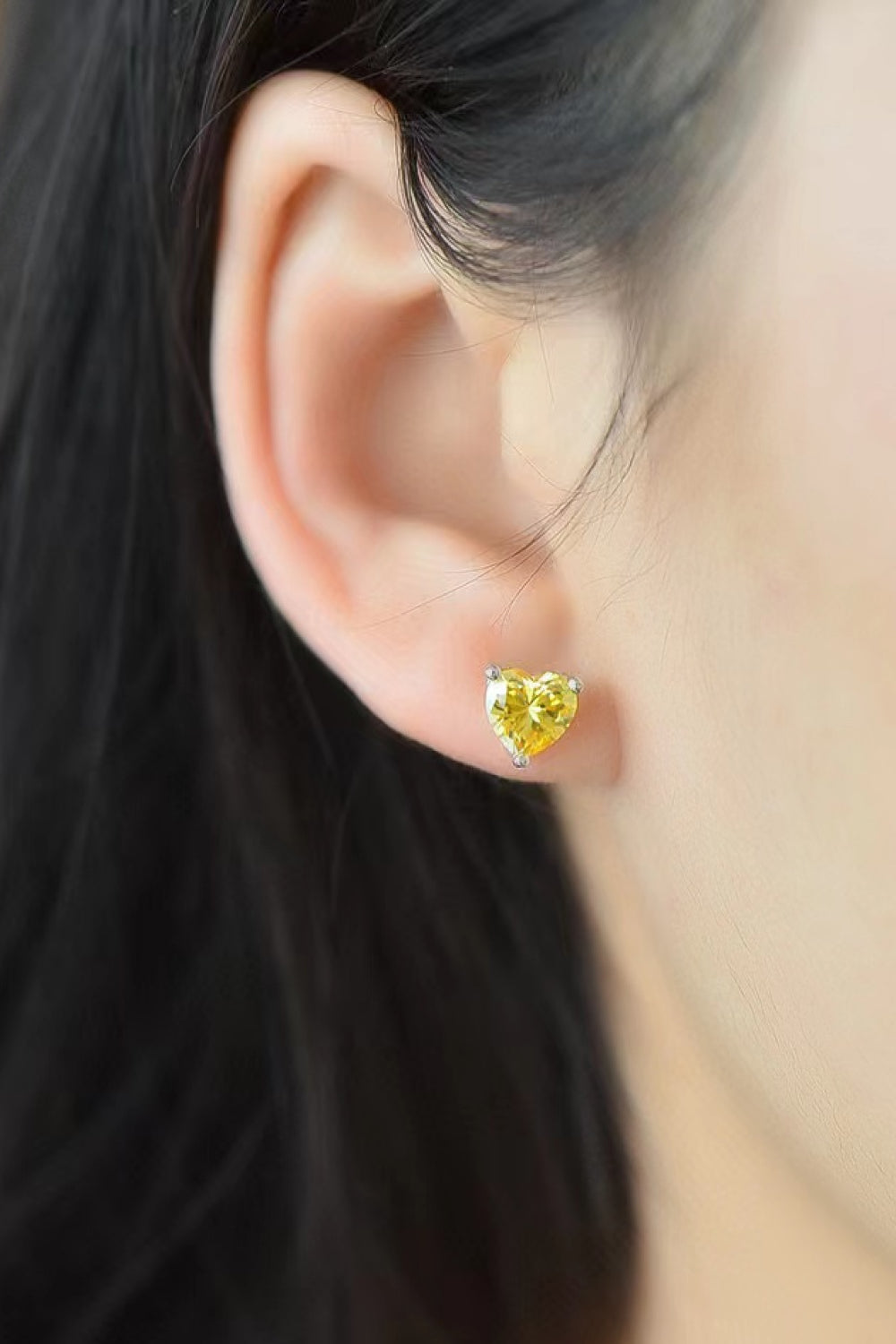 HOF Solace 2 Carat Yellow Heart Moissanite Platinum-Plated Earrings